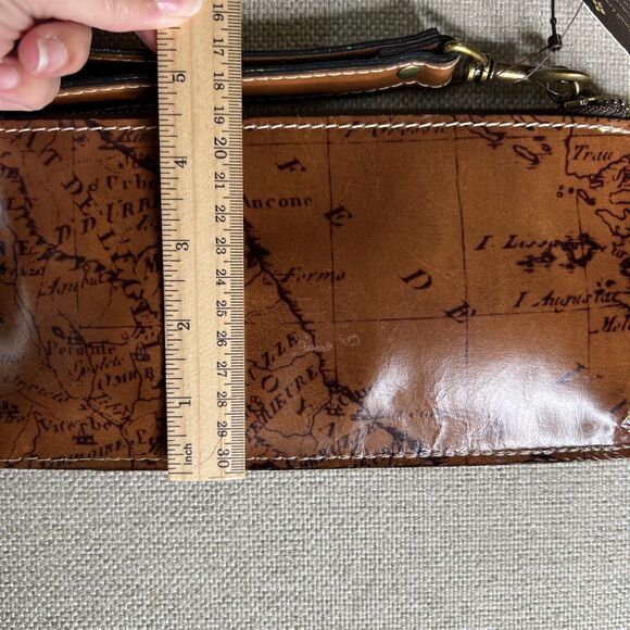 Patricia Nash NWT St Croce Map Print Leather Wristlet Wallet Bag Riot Rust 9.5” - Picture 6 of 8